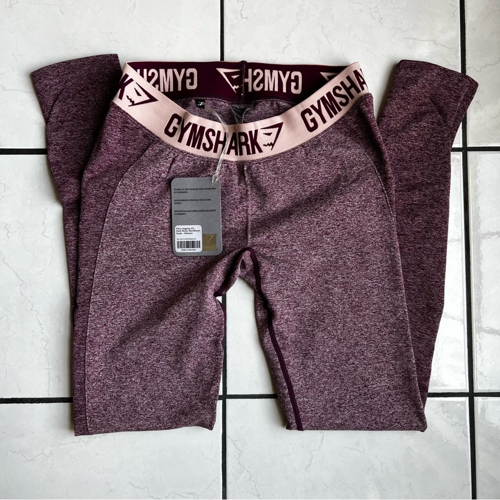 Gymshark Flex Leggings V3 (M) - ‘Dark Ruby Marl/Blush Nude’
